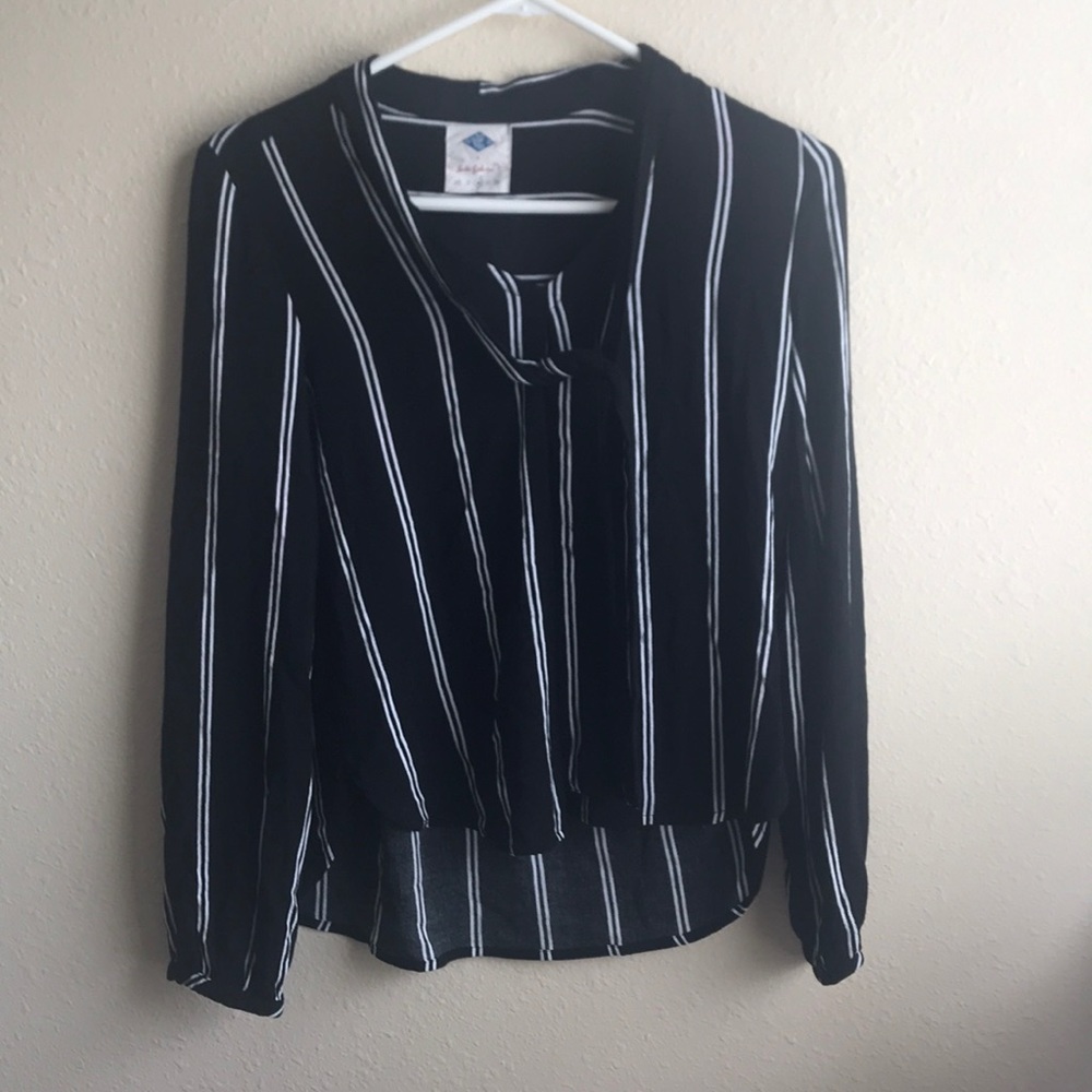 Black white stripe long sleeve top medium